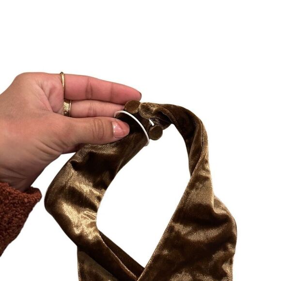 Petal and Pup Celine Velvet Halter Top Brown Sexy Classy - Picture 5 of 10